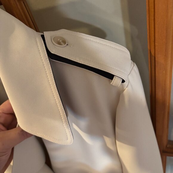 Beige/Black Women double breasted l, belted, long trench coat Size: Large - Picture 5 of 15